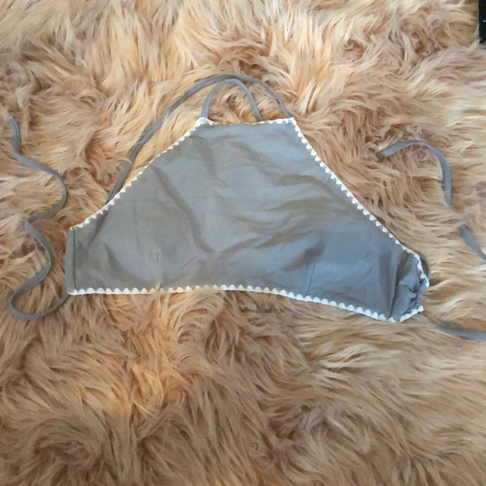 Grey and white high neck zaful bikini top